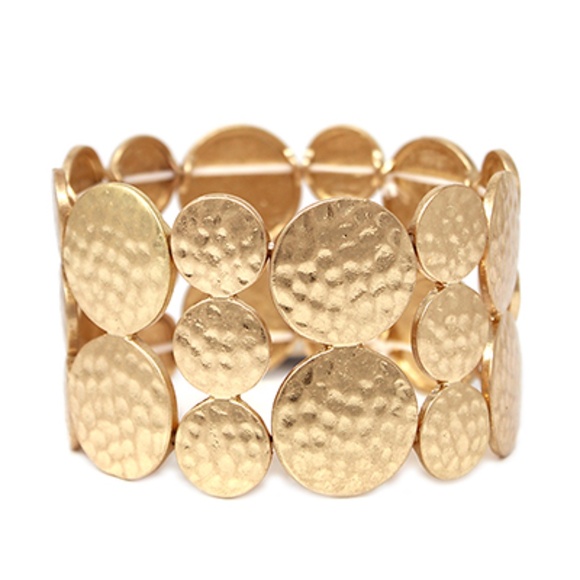 Textured Metal Disk Pattern Bracelet - Picture 1 of 2